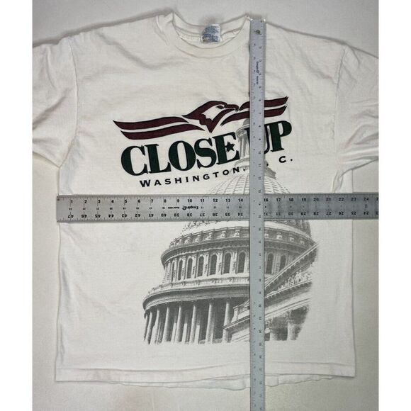 VINTAGE Washington DC Close Up Graphic T-shirt Men XL White 90s Single Stitch - Picture 10 of 10